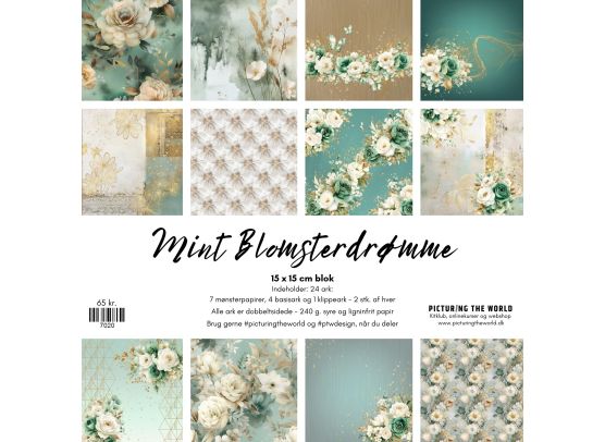 PTW Design Mint blomsterdrømme 15 x 15 cm blok
