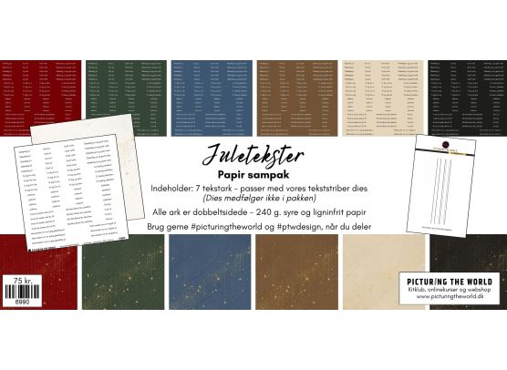 PTW Design - Juletekster Sampak 12x12 mønsterpapir