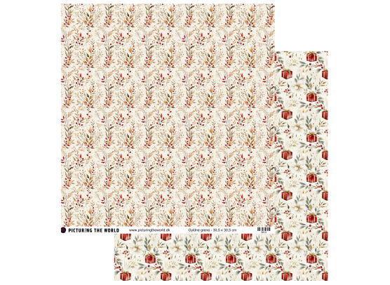 PTW Design - Varm Julemagi - Gyldne grene 12x12 mønsterpapir