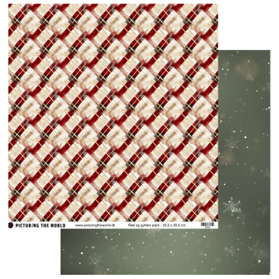 PTW Design - Varm Julemagi - Rød og gylden plaid 12x12 mønsterpapir