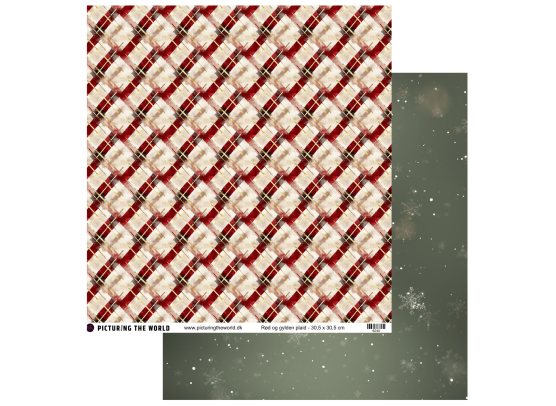 PTW Design - Varm Julemagi - Rød og gylden plaid 12x12 mønsterpapir