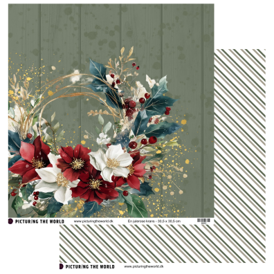 PTW Design - Varm Julemagi - En julerose krans 12x12 mønsterpapir