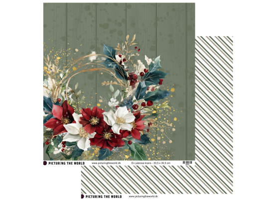 PTW Design - Varm Julemagi - En julerose krans 12x12 mønsterpapir