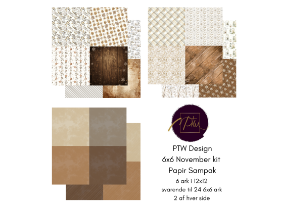 Add on November - PTW Design - 6x6 November Kit 2026 Papirsampak - 6 ark 12x12 - Sælges kun til kitklubmedlemmer