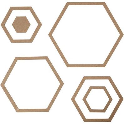 MDF sekskanter 6 ass.