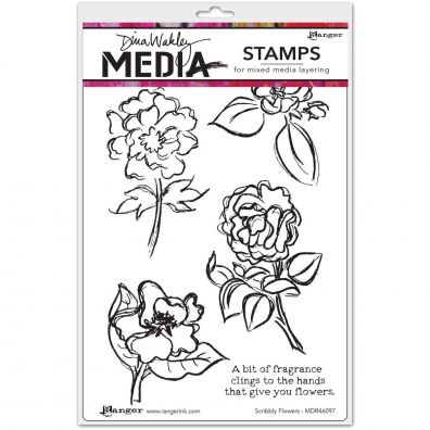 Dina Wakley Cling Stamp - Scribbly Flowers