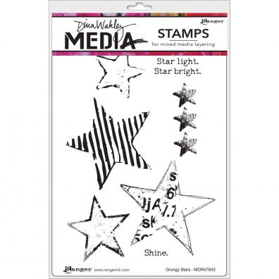 Dina Wakley Cling Stamp - Grungy Stars