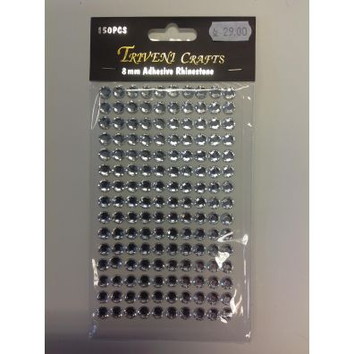 Triveni Crafts - 8 mm Adhesive Rhinestone Klare
