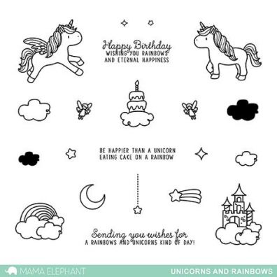 Mama Elephant Clear stamps - Unicorns and Rainbows